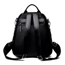 Women's Backpack Synthetic Leather 3 Adjustable Straps Waterproof Casual Elegant Modern School Versatile Pockets Anti-Theft - 酒紅色 - 查看 5