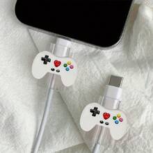 2pcs Video Game Controller Design Cable Protectors, Cord Organizers, Data Cord Protective Sleeves Charger Protector - Multicolor - View 4