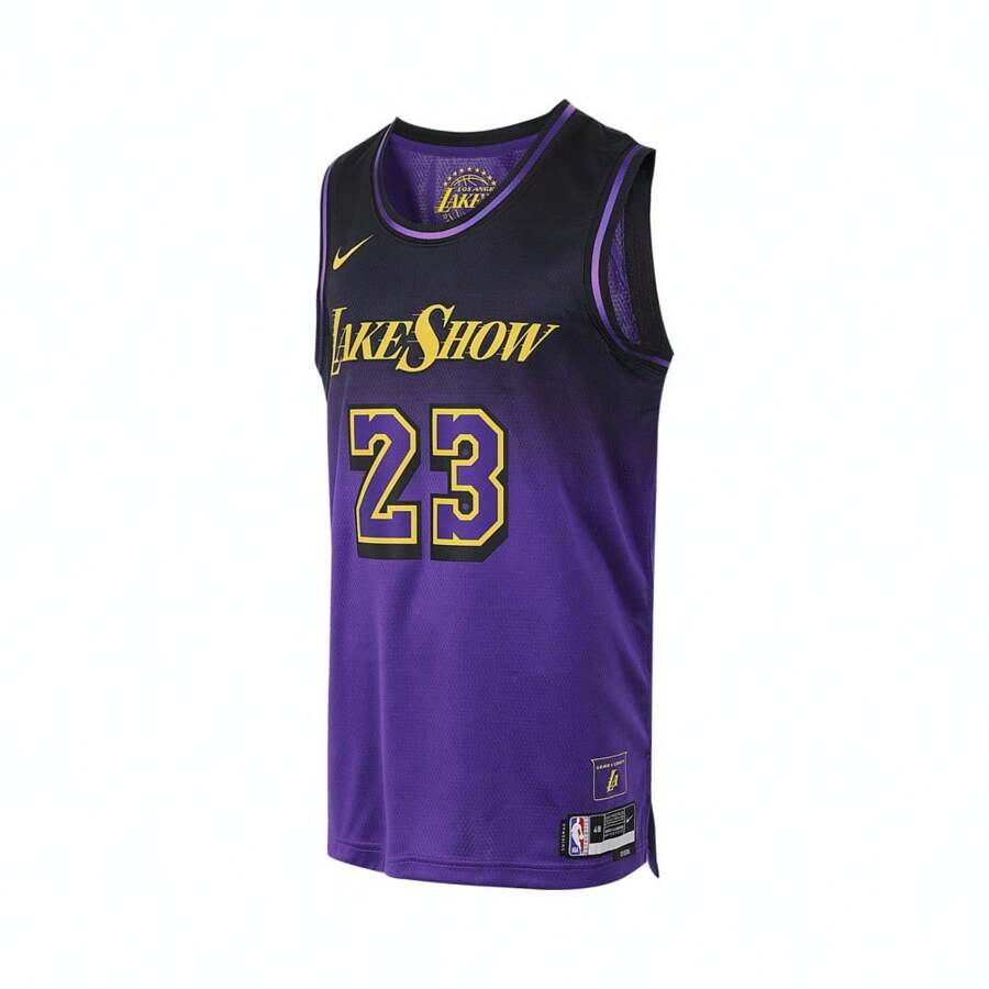 Nike 男士篮球球衣 #23 湖人城市版摇摆人上衣 FQ4346-504 - 紫色 - 查看 1