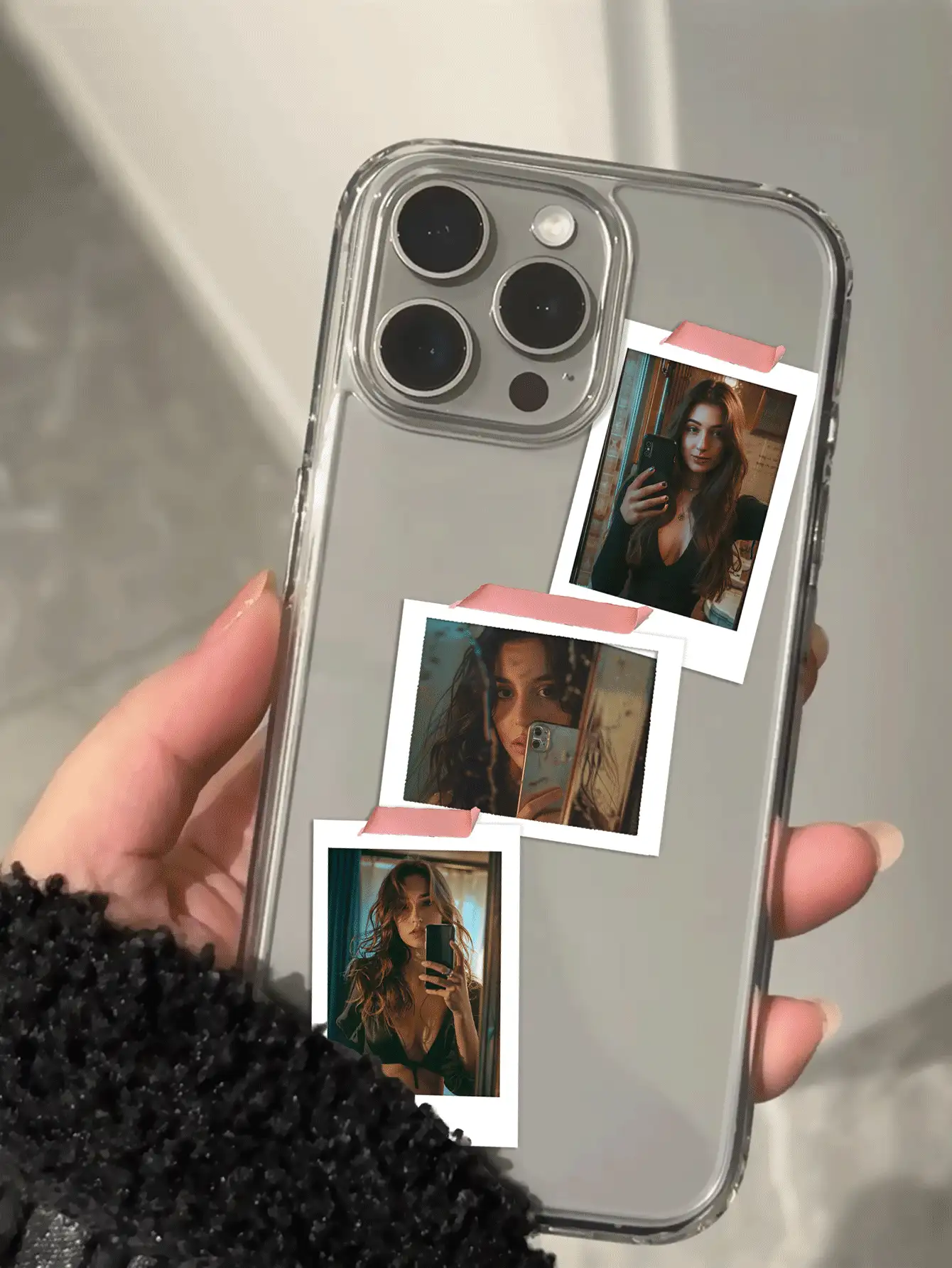 1 pieza Funda de teléfono transparente personalizada con collage de fotos compatible con iPhone 16/16Pro/16ProMax/16Plus y modelos similares, adecuada para parejas, familia, padres, niños, mascotas, amigos