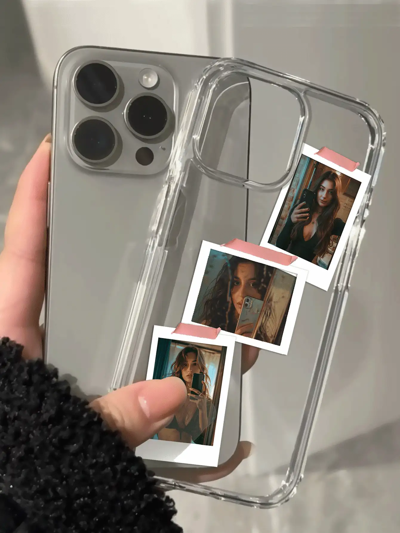 1 pieza Funda de teléfono transparente personalizada con collage de fotos compatible con iPhone 16/16Pro/16ProMax/16Plus y modelos similares, adecuada para parejas, familia, padres, niños, mascotas, amigos