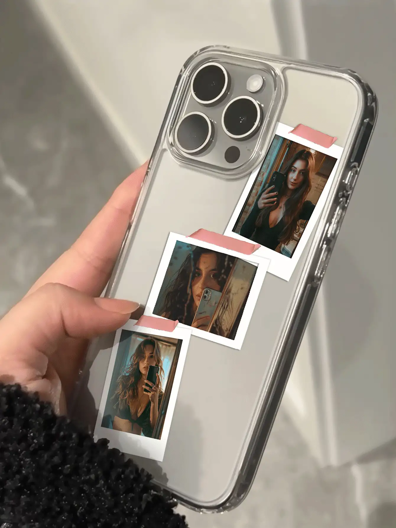 1 pieza Funda de teléfono transparente personalizada con collage de fotos compatible con iPhone 16/16Pro/16ProMax/16Plus y modelos similares, adecuada para parejas, familia, padres, niños, mascotas, amigos