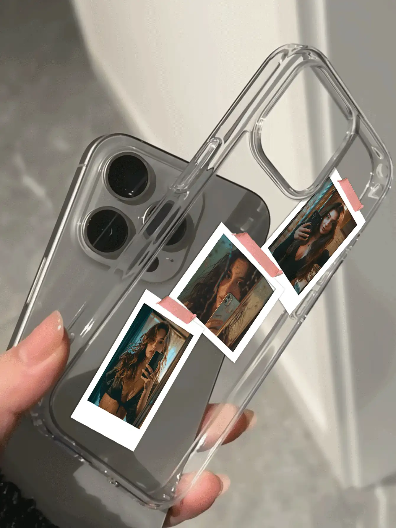 1 pieza Funda de teléfono transparente personalizada con collage de fotos compatible con iPhone 16/16Pro/16ProMax/16Plus y modelos similares, adecuada para parejas, familia, padres, niños, mascotas, amigos