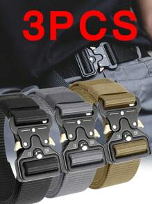 3/2/1pc New Men's Casual Nylon Belt Tactical Quick Release Buckle Outdoor Training Pants Belt Workwear Belt Summer, School