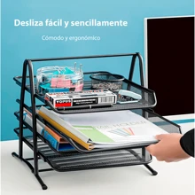 Vmingo Metal Mesh Tray Organizer Office Documents 4 Levels - Black - View 5