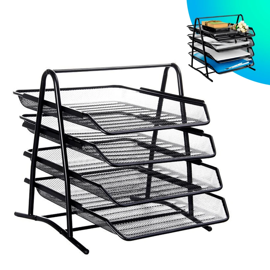 Vmingo Metal Mesh Tray Organizer Office Documents 4 Levels