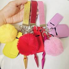 Leather Wristlet Kubaton Key Ring For Self Defense Glitter Wristlet Key Chain Set Personalized Lip Balm Holder Neoprene Keychain - Multicolor - View 5