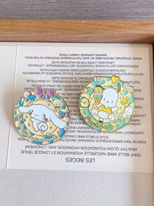 4pcs Sanrio Hello Kitty Kuromi Cinnamoroll Brooch Cute Enamel Cartoon Lapel Clothing Jacket Hat Hat Backpack Decoration, Stainless Steel, No Gemstones Valentines