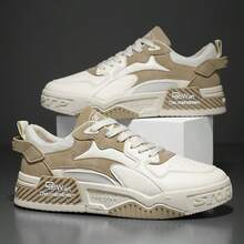 2025 春夏新款男士滑板鞋休闲百搭运动厚底防滑耐用运动鞋 - 米色 - 查看 4