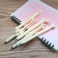 5 支混合创意圆珠笔，新奇骨头形文具用品，学生奖品，逼真的骨头设计圆珠笔，带蓝色墨水 - 藍色 - 查看 5