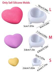 1pc/3pcs 3D Grid Heart Shaped Silicone Candle Mold,DIY Handmade Love Aromatherapy Candle Mold,Valentine's Day Romance Gift,Home Decor - Heart - View 2