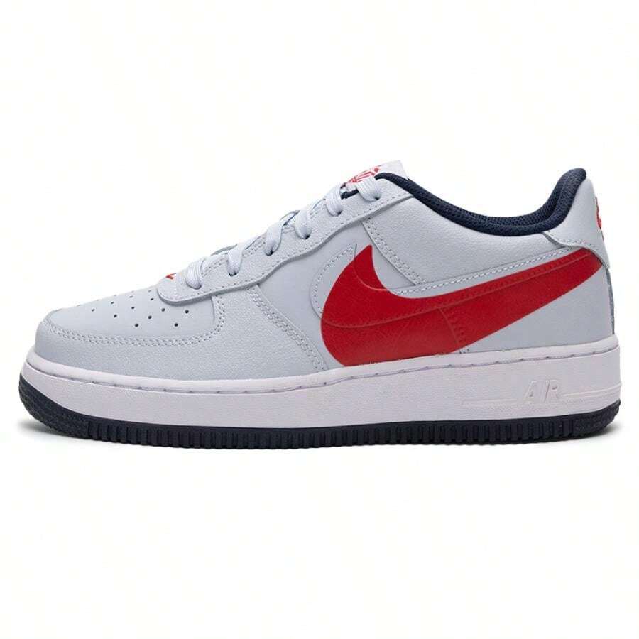 Nike Zapatillas Air Force 1 para niños mayores, zapatos deportivos casuales para jóvenes - Rojo universitario/Platino dorado/Obsidiana - Ver 1
