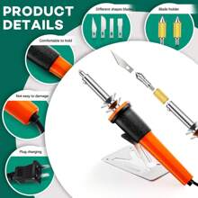 Electric Hot Knife Cutter Kit, Includes Multi-Purpose Hot Knife Plastic Cutter (With 16 Blades, 4 Holders, Metal Base), Hot Knife Foam Cutter For Flexible Thin Plastic Foam Templates - Orange - View 2