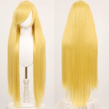 100厘米超长直发角色扮演假发耐热合成发动漫派对假发黑蓝粉绿黄红金假发适合圣帕特里克节 - 彩色 - 查看 21