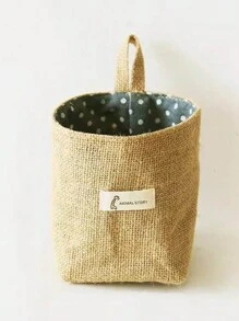1pc Linen Storage Hanging Bag, Wall Mounted Door Back Organizer Pouch For Bathroom, Desktop, Clutter,Basket,Gift Basket,Basket For Gifts,Wall Basket,Mini Velvet Basket,Storage And Organizer Bins,Makeup Basket,Living Room,Room Basket,Rope Plant Hangers, Wood Rattan Geometric Baskets, NaturalMix Metal Frame Accents For Coastal Garden Decor