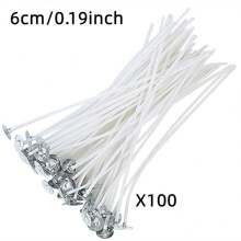 100 件无烟蜡烛制作套件 - 预蜡灯芯带支架，无需电源即可制作 DIY 工艺蜡烛