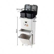 1pc Large Capacity Classified Trash Can, Multi-Tier Trash Can, Table Height Bin, Kitchen Household Rubbish Bin With Lid, Integrated Anti-Odor Dry & Wet Separation Classification Garbage Can, Kitchen Recycling Bin - White 49L - View 2