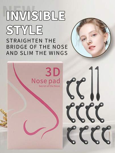 CIMACA 3 pares/5 pares Elevadores de puente nasal de silicona para corregir la nariz recta, enderezar la nariz, embellecer la nariz, reducir las alitas de la nariz, invisible para embellecer la nariz, empaque en caja de color, adecuado para hombres y mujeres adultos, viaje y regalo