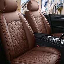 5 Seat Car Seat Covers Full Set Universal Deluxe Front And Rear Cushion Protectors Covers, Full Wrap Around Cushion Protectors, For Most Cars, Trucks, Sedans And SUVs Waterproof PU Leather Car Seat Covers Accessorieset - 咖啡 - 查看 5