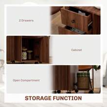 HOMCOM Folding Dining Table For 4-6, Rolling Drop Leaf Table With Storage Drawers, Cabinet And Open Shelf, Extendable Kitchen Table On Wheels - 棕色 - 查看 6