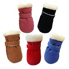 4pcs/Set Waterproof Anti-Slip Winter Pet Dog Shoes, Thick Warm Booties For Small Dogs & Puppies - Multicolor - View 8