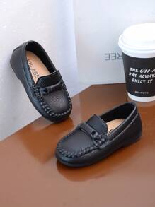 2024 年春秋新款幼儿女孩男孩软底蝴蝶结乐福鞋，防滑学步鞋，公主鞋，一脚蹬舒适百搭休闲鞋 - 黑色 - 查看 3