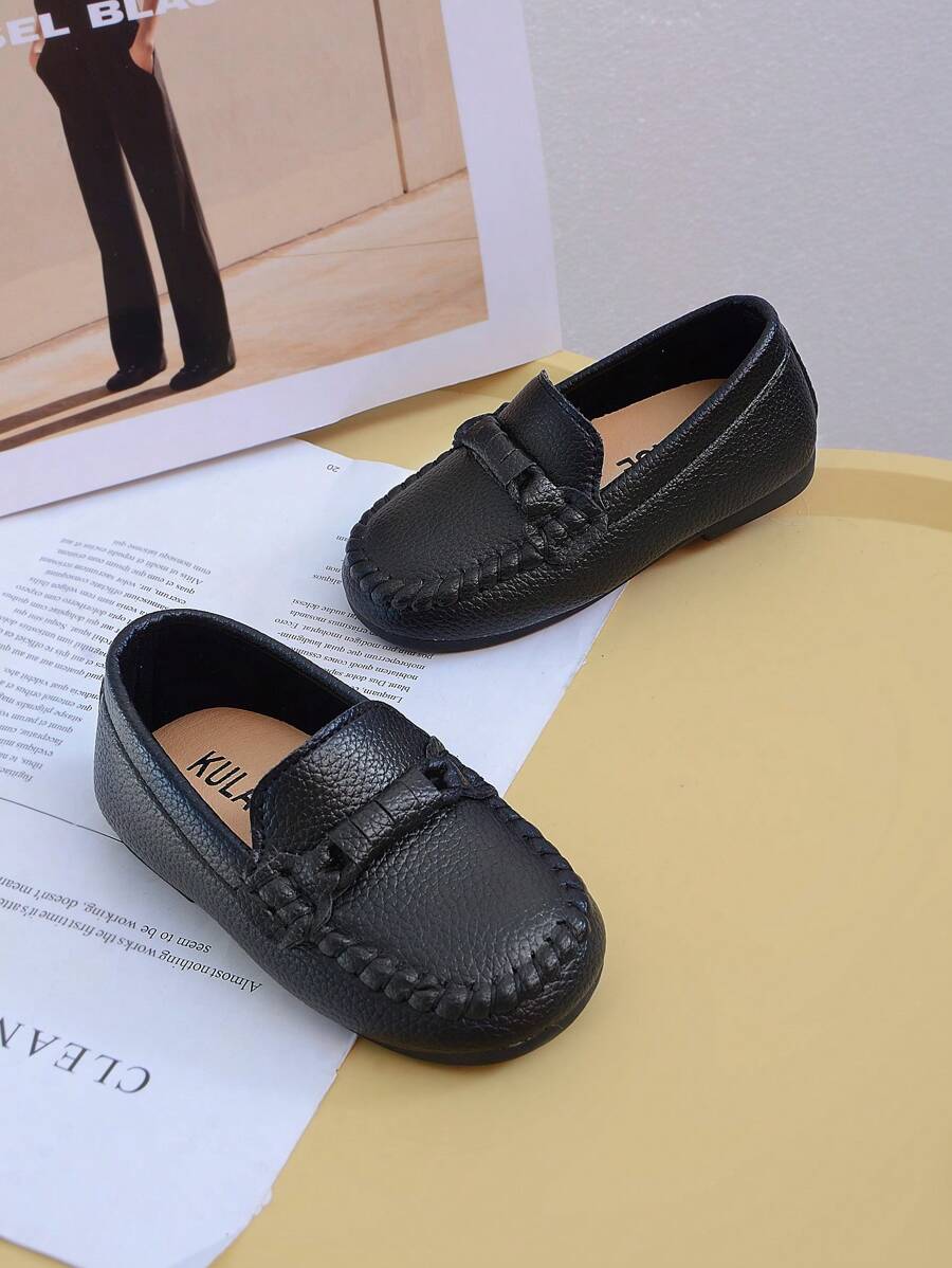 2024 年春秋新款幼儿女孩男孩软底蝴蝶结乐福鞋，防滑学步鞋，公主鞋，一脚蹬舒适百搭休闲鞋 - 黑色 - 查看 1