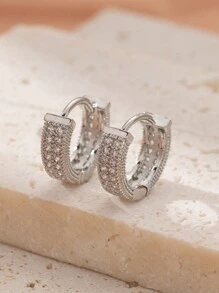 2 piezas Pendientes aro de cristal rhinestone de estilo europeo y americano, pendientes de cobre personalizados, adecuados para hombres y mujeres