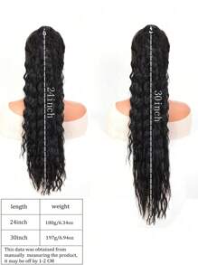 Black Curly Ponytail Hair Extensions 20-30 Inch Synthetic Drawstring Ponytail Heat Resistant Extensions For Women Party Daily Use - Black - View 3