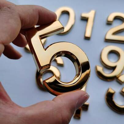 10 个装邮箱号码 0-9，门地址号码贴纸，适用于公寓、房屋、房间、办公室、汽车、卡车、黑色、银色、青铜色、金色、电镀工艺数字标志