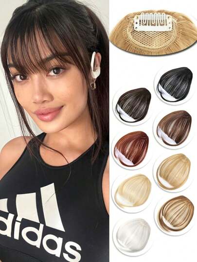 Synthetische natürliche Stirnfransen Ins Haar Fake Pony Luft Pony Perücke weiblich Stück echte Comic flush Pony unsichtbare Perücke synthetische Luft Pony Haarteil Frauen Mini Fake Pony schwarz braun Haarteil Extension für Mädchen