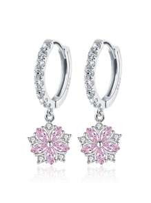 S925 Sterling Silver Cubic Zirconia Snowflake Earrings, Hypoallergenic, Wedding Anniversary, Birthday Gift Valentines