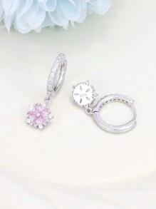 S925 Sterling Silver Cubic Zirconia Snowflake Earrings, Hypoallergenic, Wedding Anniversary, Birthday Gift Valentines