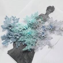 1片3D蕾丝刺绣贴片，手工DIY蕾丝花朵贴花，装饰修补贴片服装配件 - 彩色 - 查看 4