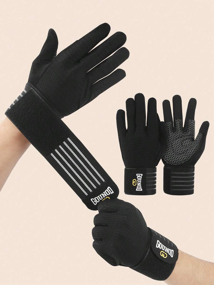 GOUNOD 1Pair Full Finger Workout Gloves Sports Gym Fitness Training Gloves For Weightlifting.