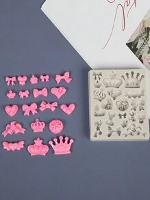 SikeSike 迷你皇冠和蝴蝶结硅胶模具，适用于巧克力、蛋糕装饰、糖果、软糖巧克力 DIY 模具，适用于生日烘焙 - 米色 - 查看 7