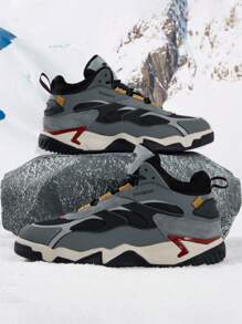 baasploa بوت ثلج شتوية للرجال، بوت كاجوال خارجية للرجال من جلد البولي يوريثان السميك، بوت رجالية سميكة من الصوف - رمادي - مشاهدة 9