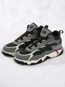 baasploa بوت ثلج شتوية للرجال، بوت كاجوال خارجية للرجال من جلد البولي يوريثان السميك، بوت رجالية سميكة من الصوف - رمادي - مشاهدة 6