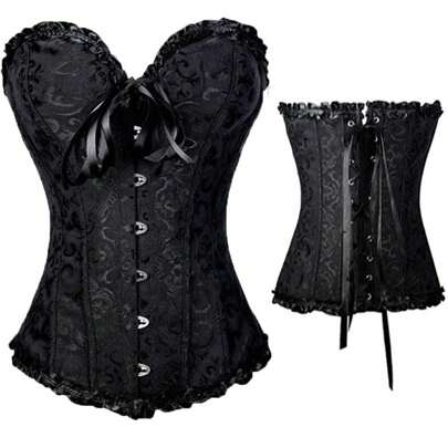 Lace Corset For Women Zipper Boned Waist Trainer Body Shaper Bustier Top Slimming Lace Up Corset Vest