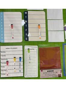 6 Pieces Set (4 Magnetic Whiteboard Pens (Orange And Yellow Pens With Random Colors) +1 Magnetic Absorption Box +1 Magnetic Eraser) /8 Magnetic Whiteboard Pens With Brush Head +1 Storage Box. Whiteboard Pen Water-Based Pen Erases Drawing Pen Back To School