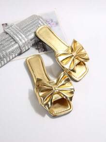 Bow Sliders Sandals For Women, Fashion Beach Slippers, Non-Slip Bow Outdoor Slides, Suitable For Dates, Shopping, Gatherings, Parties, Banquets, Daily Outings, Home & Leisure