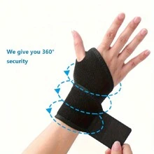 男士和女士同款举重护腕力量加压可调节绷带排球护腕（左右手通用） - 黑色 - 查看 2