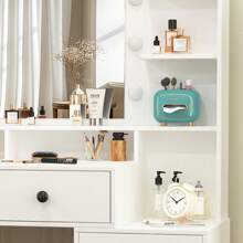 White Makeup Table Dressing Desk W/ 11 LED Lights Mirror 5 Drawers Vanity Desk - White - View 11