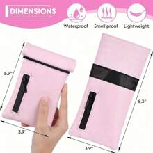 JBNG Pink Smell Proof Pouch Bag PU Leather Airtight Bag For Home And Travel Pocket Size Bag For Her