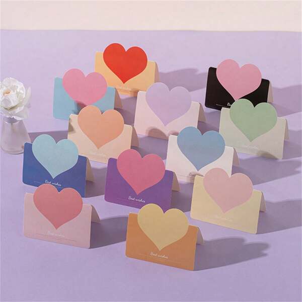 10pcs Random Color Valentine's Day Greeting Cards Set - Holiday & New Year Theme Design, Suitable For Valentine's Day, Party, Wedding Card Seasons Blessings