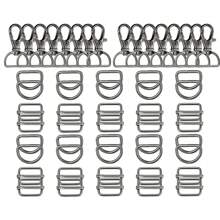 60 pièces Mousquetons pivotants de 1 pouce et jeu d'anneaux en D, accessoires de quincaillerie pour porte-clés DIY, boucles coulissantes pour sacs, laisses pour animaux de compagnie, sangles de tour de cou et projets de couture, conception à mouvement fluide à 360 degrés