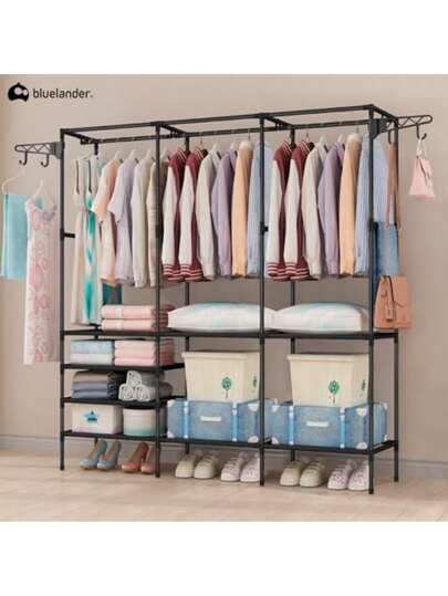 Closet Armable para Ropa, Perchero, Closet Organizador, Ropero Armable Organizador 173 * 160 * 35 cm, Armario Portátil con tres divisiones. Bluelander.