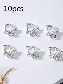 Gold Letter D Nail Charms Full Rhinestone 10pcs 3D Alloy Flash Nail Art Decorations DIY For Girls Nail Gems Nail Supplies For Versatile DIY Accessories Adorn Nails Shoes Clothes Bags More - Multicolor - View 17