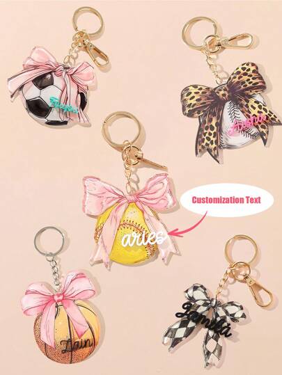 1pc Personalized Football, Basketball, Baseball, Bowknot Design Name Customized Keychains, Laser Cut Name Minimal Keyrings, Christmas New Year Gift, Name Backpack Keychain Accessory,Dawg,Engraved, Stainless,Colorful,Cute,Adorable,Funny,Kawaii,Y2K,Stylish,Unisex,Casual,Custom,Personalized,Unique,Customized,Ideal Gifts For Him,Ideal Gifts For Her,Her,Boyfriend,Girlfriend,Family,Friends,Children,For Anniversaries,For Birthdays,For Graduation,For Housewarming,For Weddings,Bag Charms