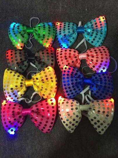 8/4/2/1 pezzo Fiocco di nastro decorato con paillettes luminose, adatto per uomo per feste di carnevale notturne, bar, cabaret, balli, matrimoni, Natale, carnevale, feste con luci al neon, eventi di ballo, decorazioni per capelli luminose, accessori per rave, regalo perfetto per fidanzato e marito (con più modalità di illuminazione)